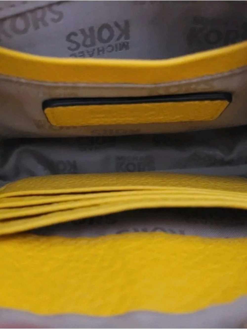 Michael Kors Yellow Pebbled Leather Crossbody Bag with Built In Wallet